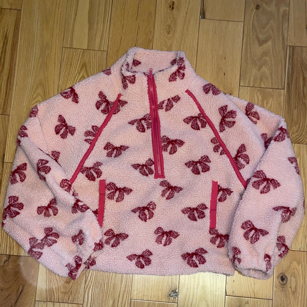 Pink Bows Oversized fleece pull-over